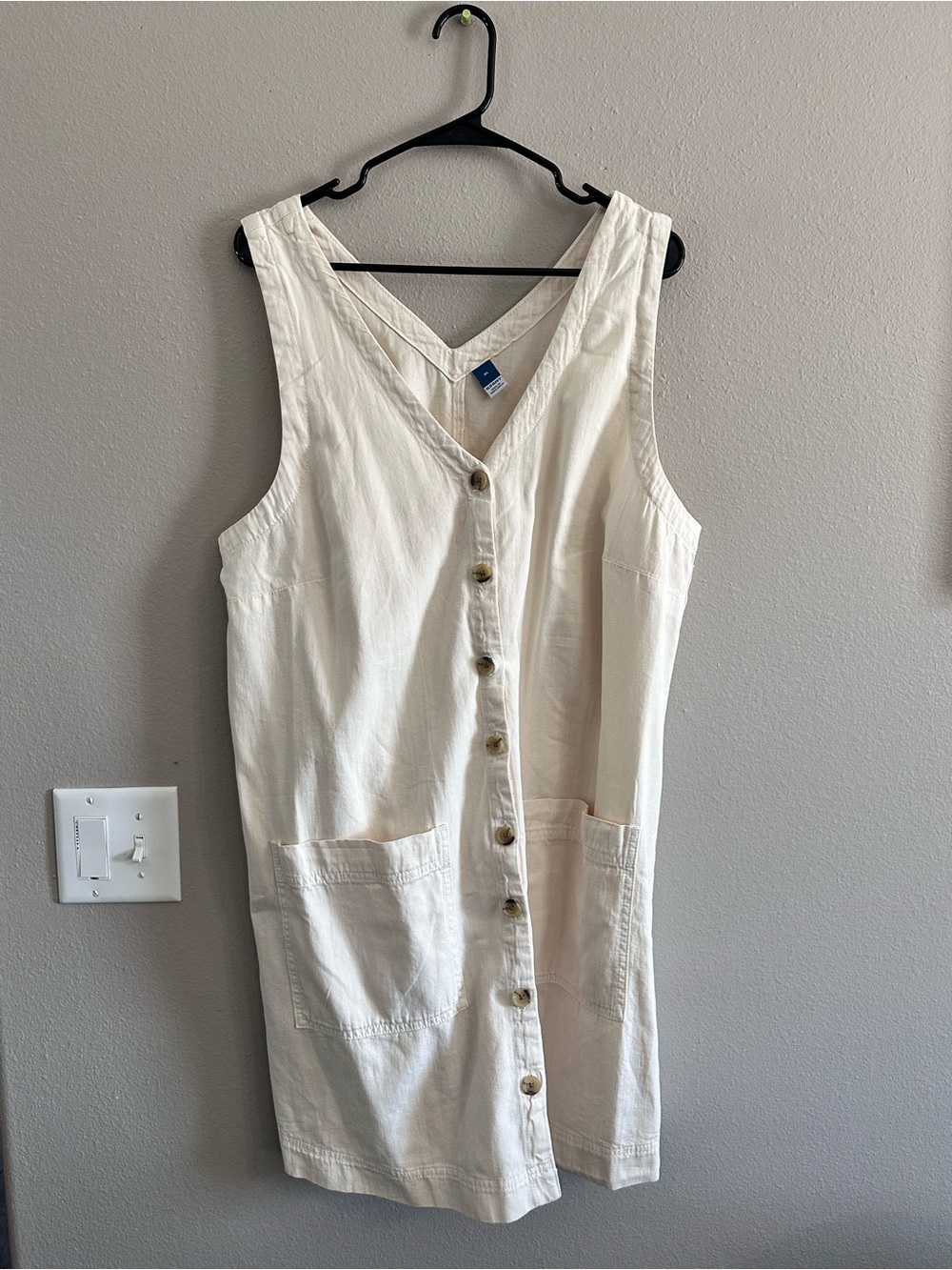 Old Navy Cream Button-Front Midi Dress